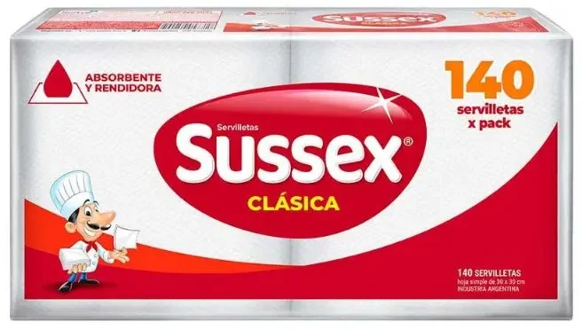 SUSSEX SERVILLETAS 140UNIDADES