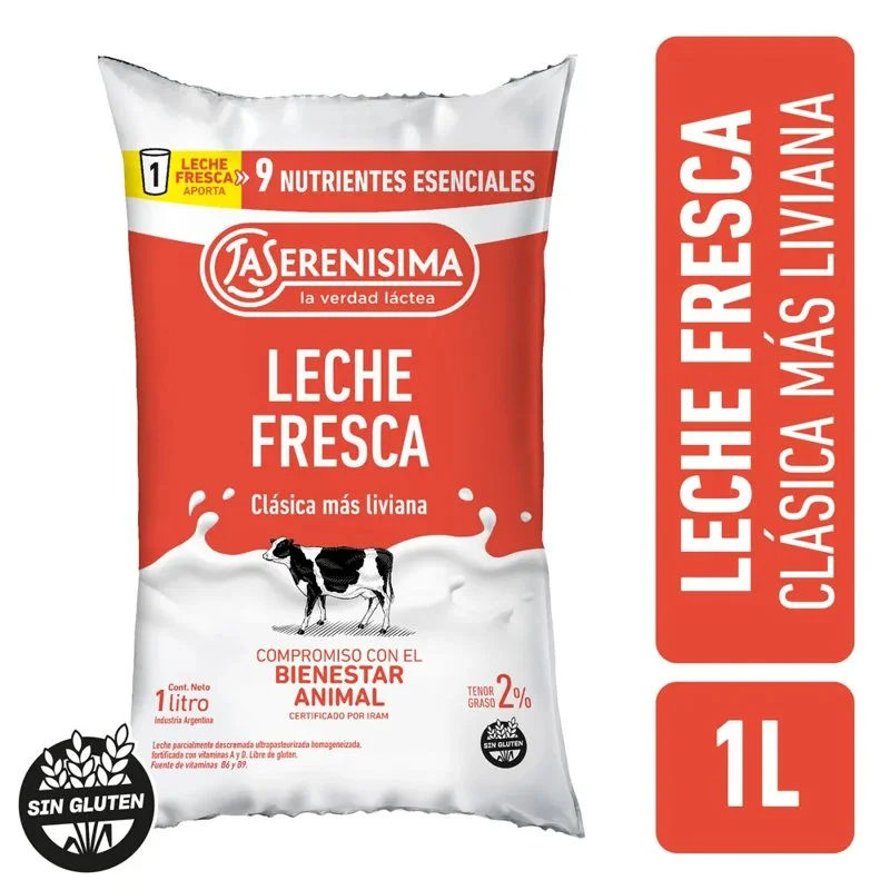 SERENISIMA LECHE FRESCA SACHET 1L 2%