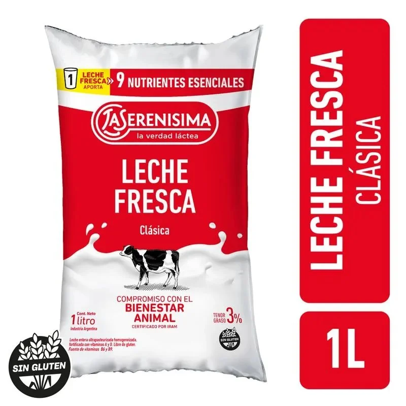 SERENISIMA LECHE FRESCA SACHET 1L 3%_ VIT ACDE