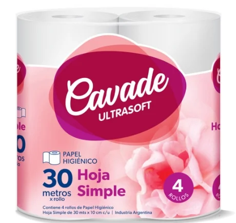 CAVADE PAPEL HIGIENICO HOJA SIMPLE 4UX30M